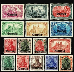 Danzig 1-15 Overprinted  "Danzig"